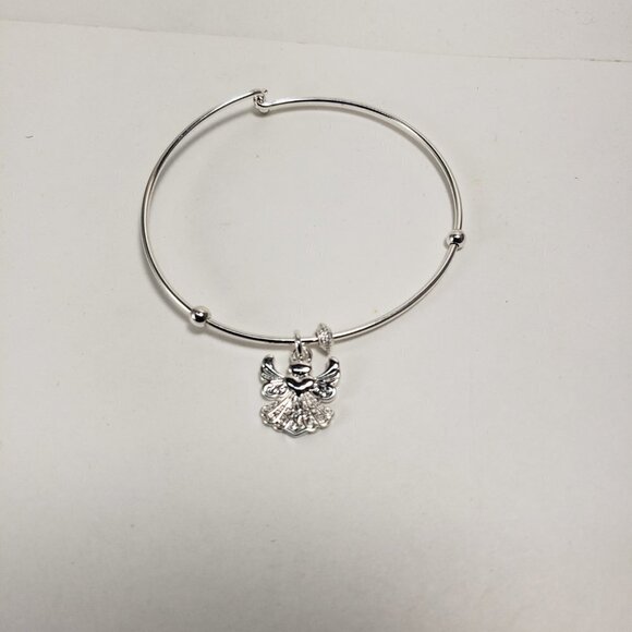 Vantel Pearls Silver Bangle Bracelet with Angel Charm – Women’s Faith Jewelry - Picture 6 of 8